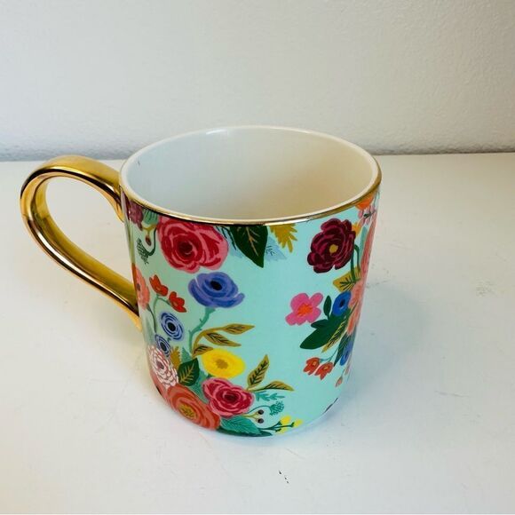 Anthropologie Rifle Paper Company Floral Initial W Mug 16 Oz - Picture 2 of 4